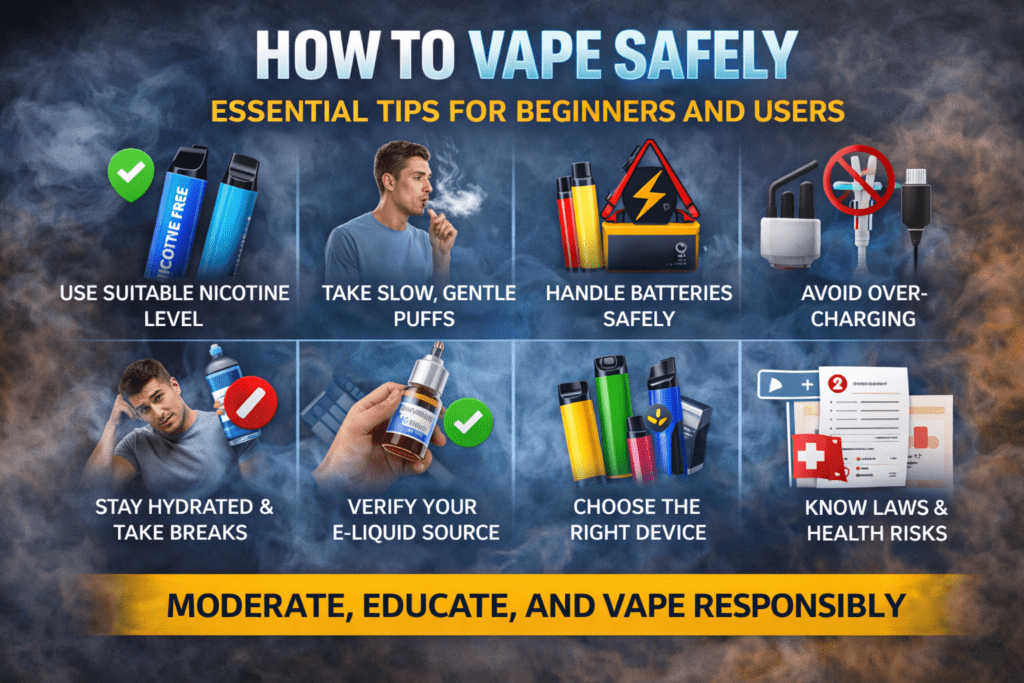 Comment vapoter en toute sécurité : 9 conseils essentiels que tout débutant et utilisateur doit connaître (guide fiable)
