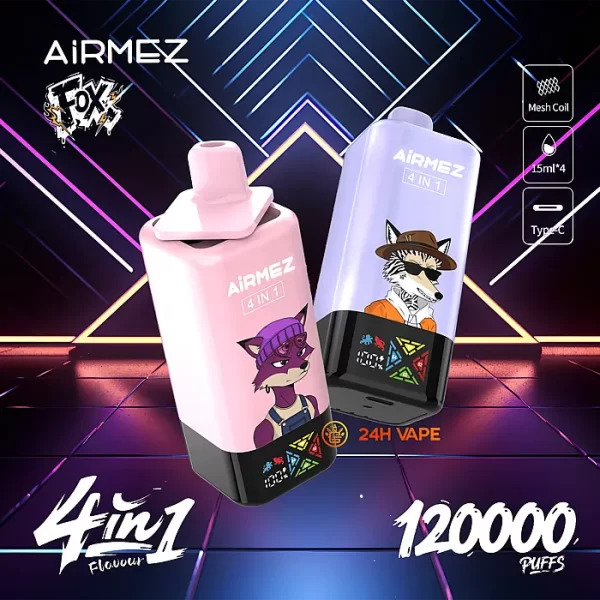 Airmez Fox 120000 Puffs 4 in 1 Flavors 120k Disposable Vape