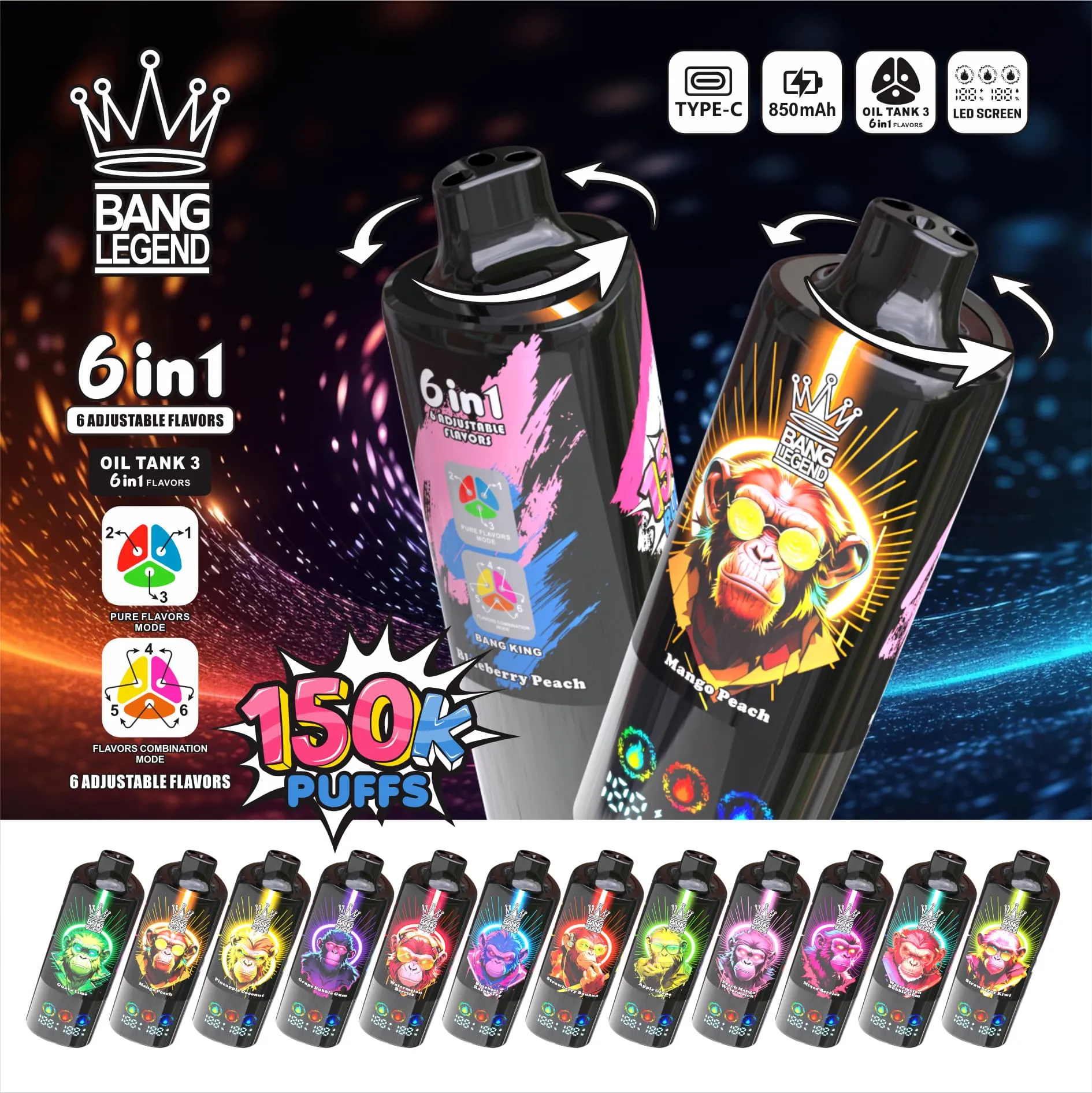 Bang Legend 150000 Puffs 6in1 Vape