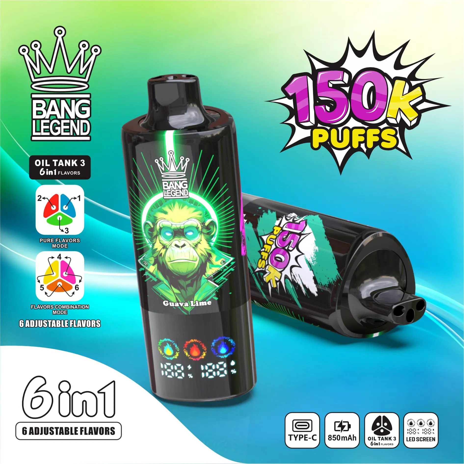 Bang Legend 150000 Puffs 6in1 Vape - Afbeelding 3
