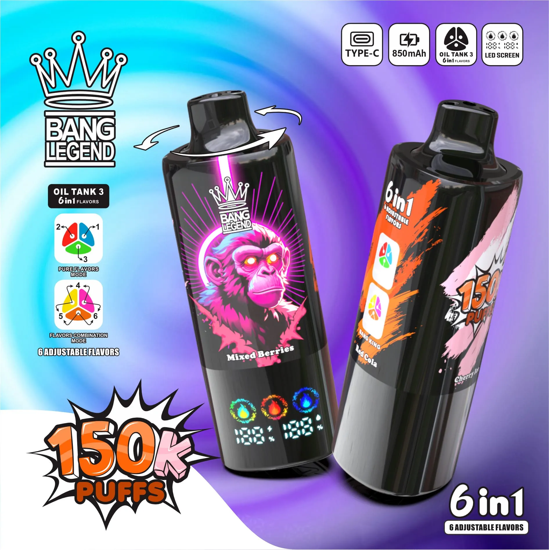Bang Legend 150000 Puffs 6in1 Vape - Afbeelding 6