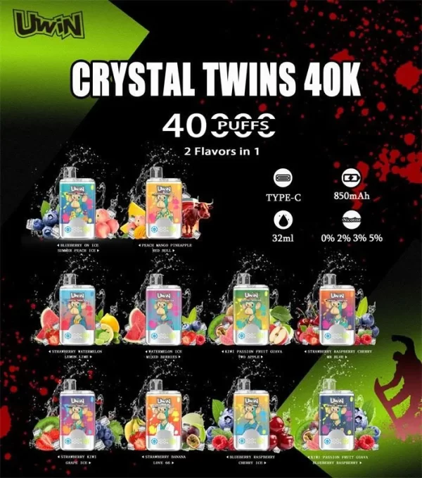 Uwin Twins Crystal 40000 Puffs – 40K Double Flavor Disposable Vape