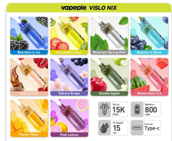 VAPEPIE Crystal Pop 15000 PUFFS eldobható e-cigaretta 